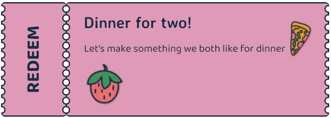 A coupon that offers a dinner date